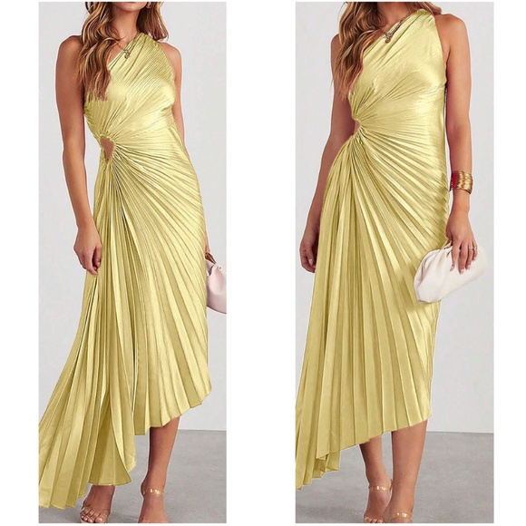 Luxe Satin One Shoulder Pleated Party Evening Wedding Dress - Picture 4 of 9